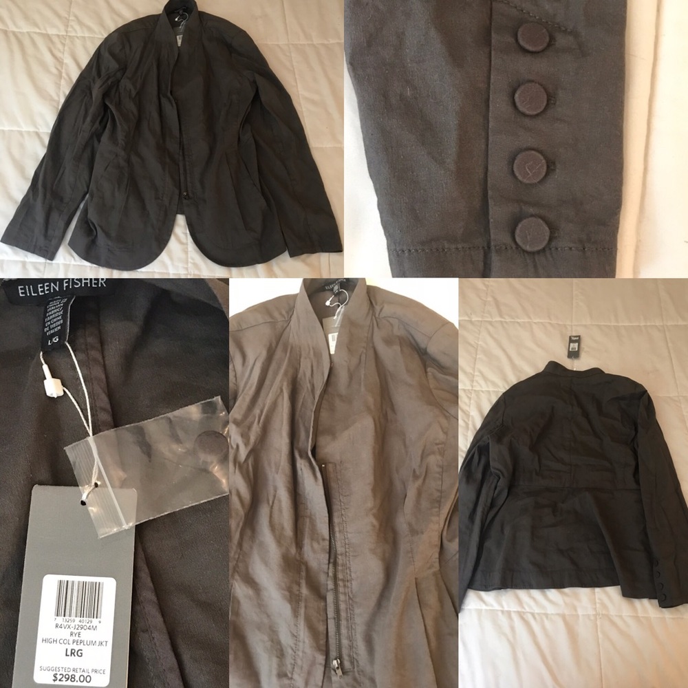 Eileen Fisher Grey Jacket Large NWT